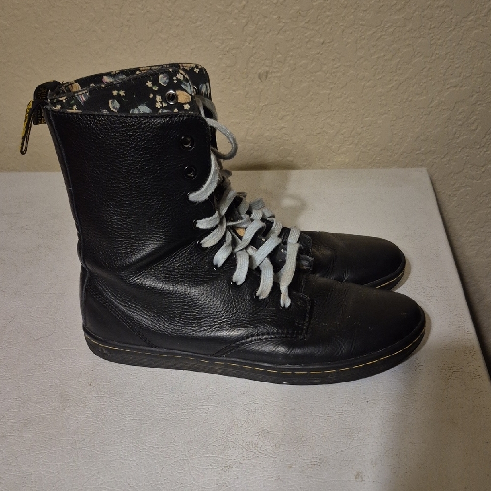 Dr. Martens Black Boots with Blue Floral Interior - Picture 4 of 8